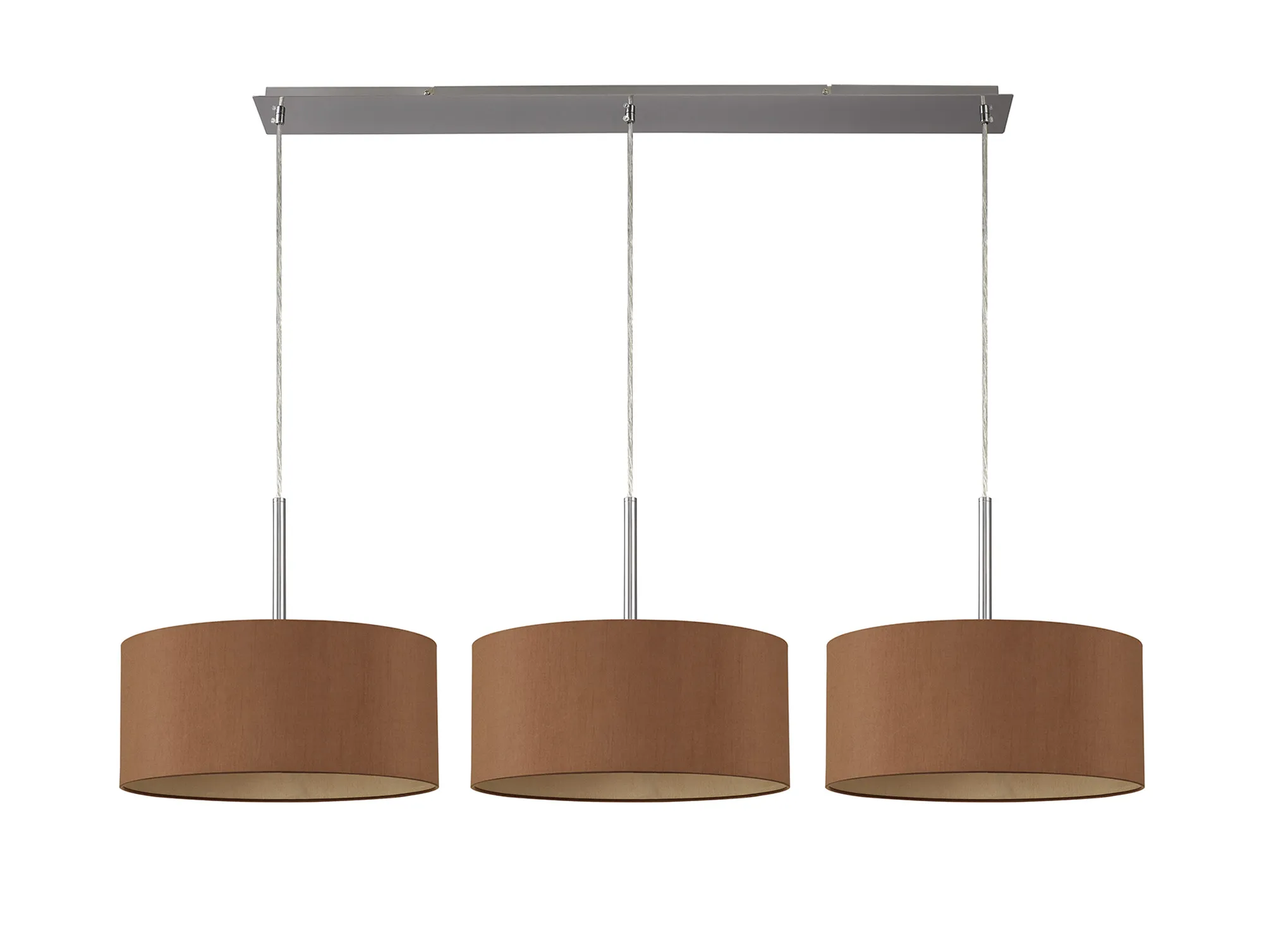 Baymont 40cm Shade 3 Light Pendant Satin Nickel, Raw Cocoa/Grecian Bronze DK0596  Deco Baymont SN RC